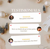 a christmas party with a christmas tree and decorations